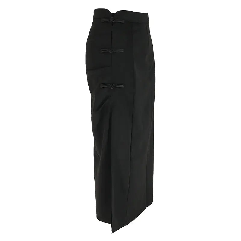 Side Zip Long Skirt