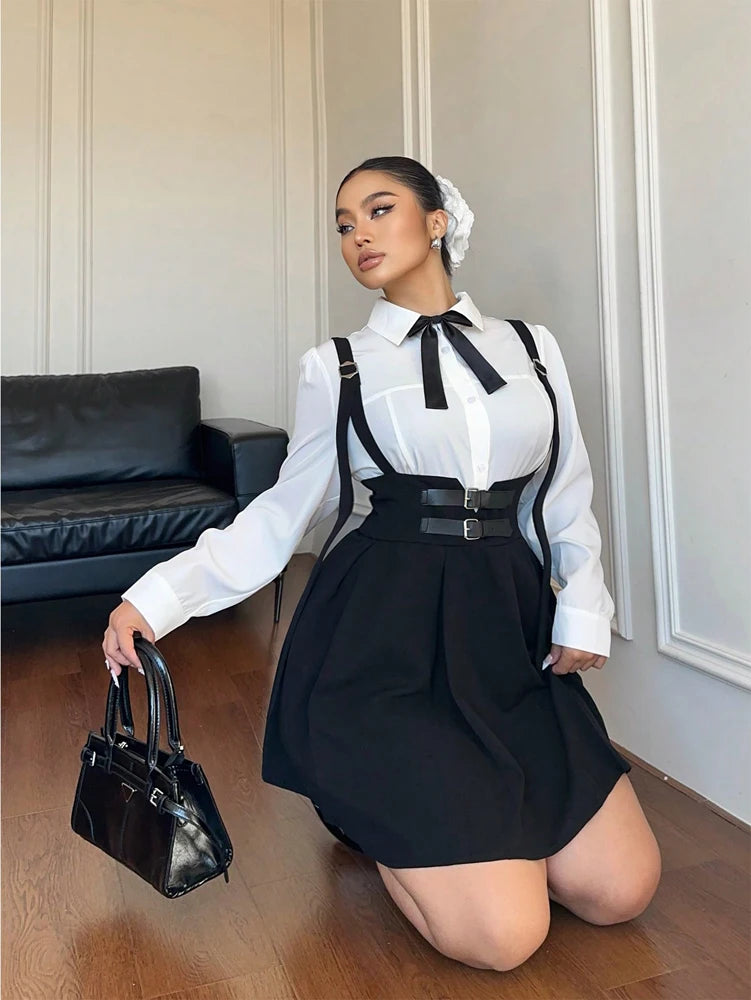 Casual Suspender Skirt [Plus]