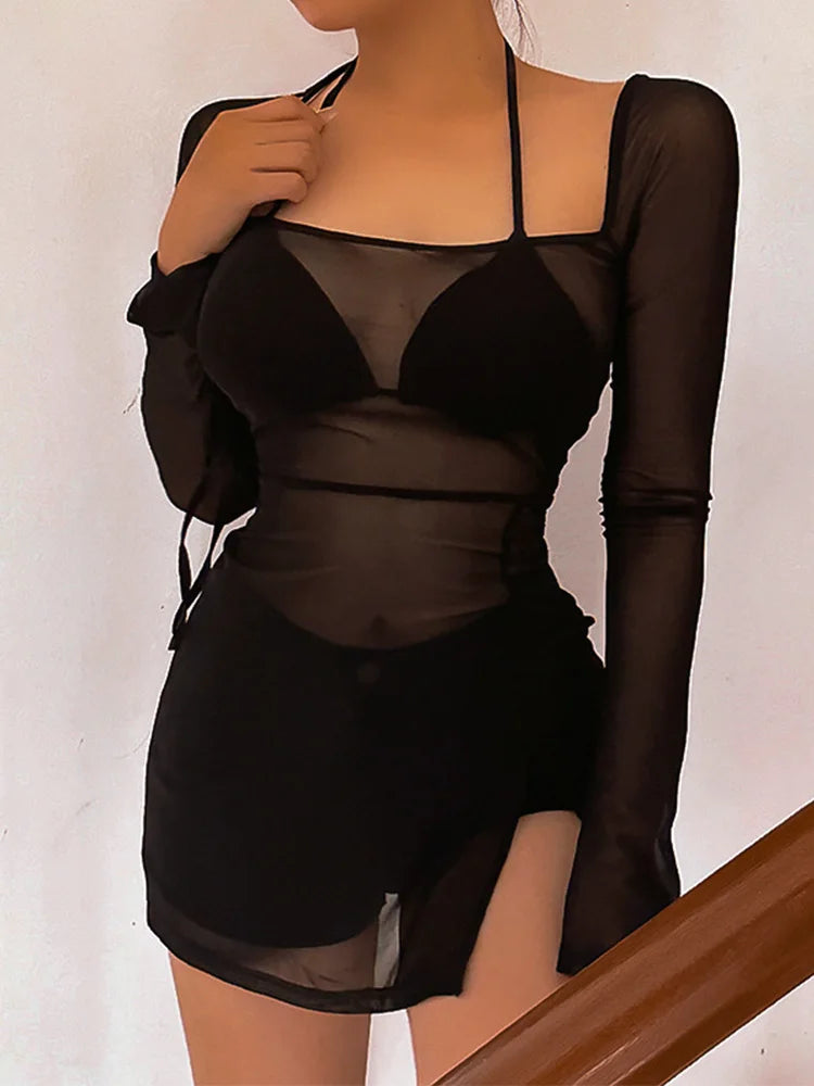 Square Mesh Mini Dress