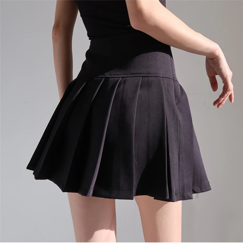 Black Jersey Pleated Skirt [All sizes, Plus]