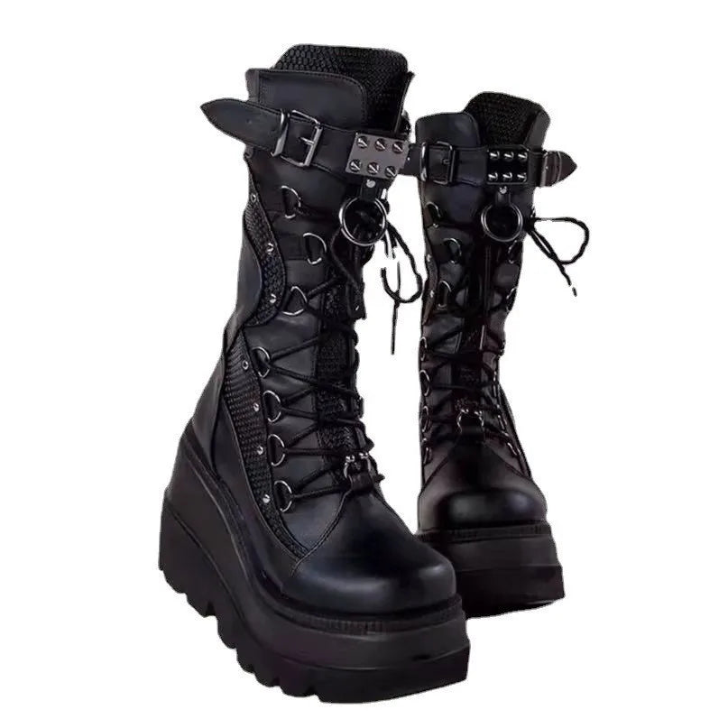 High Platform Lace Up Boots
