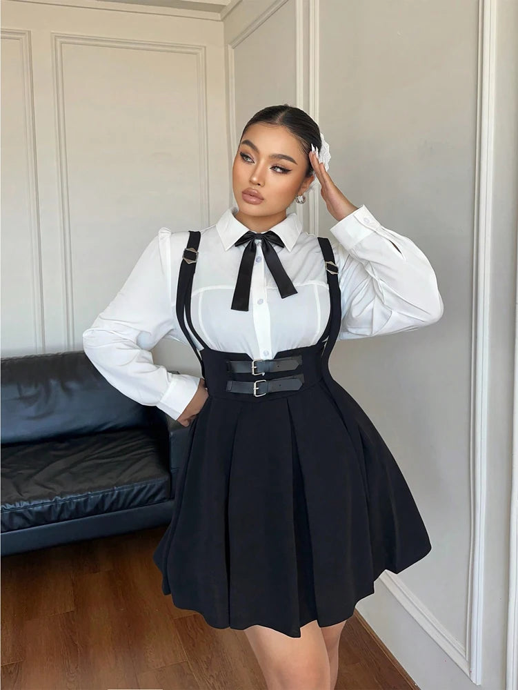 Casual Suspender Skirt [Plus]