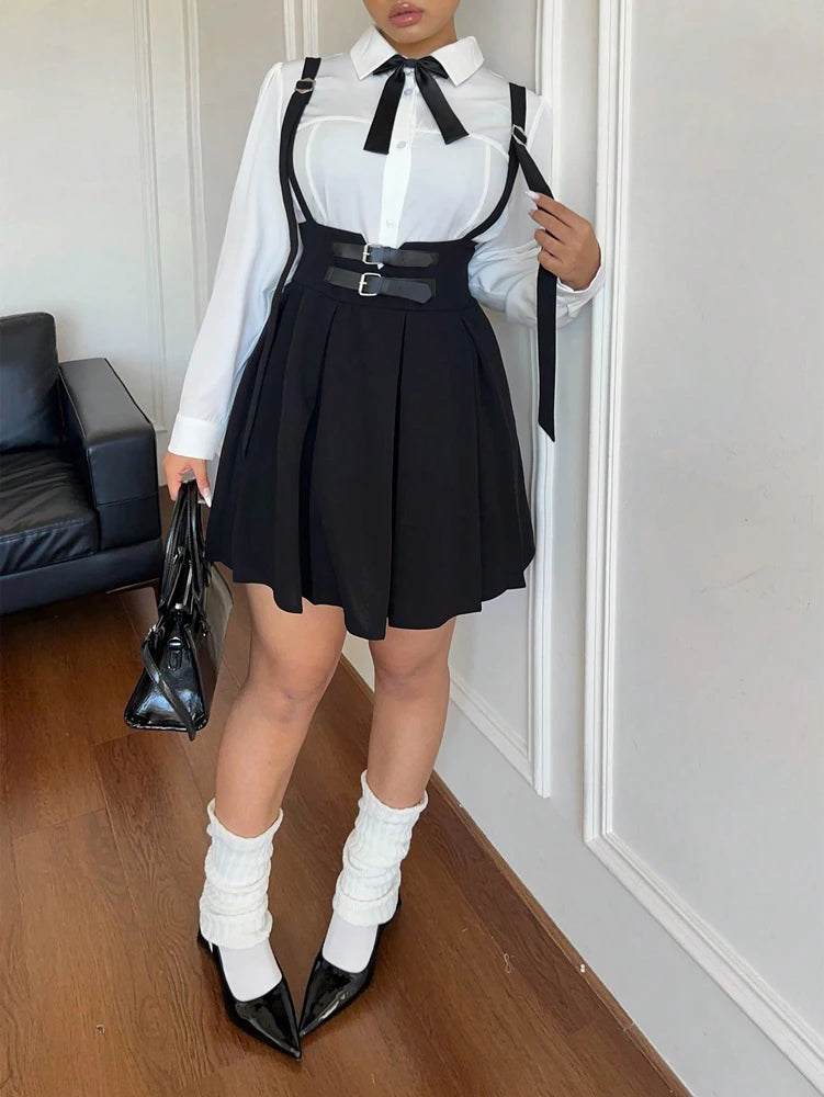 Casual Suspender Skirt [Plus]