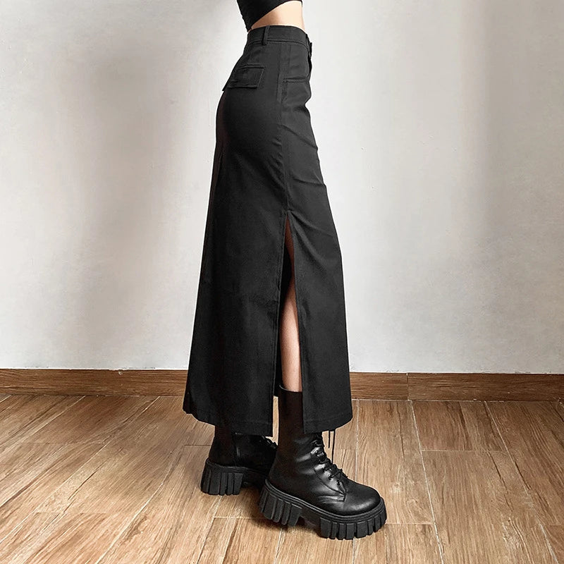 Slim Midi Twill Skirt
